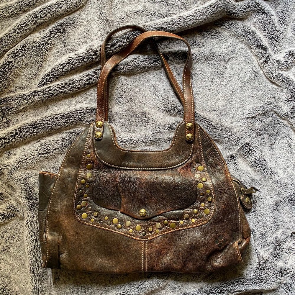 Patricia Nash Brown Leather Saddle Hobo Bag Purse
